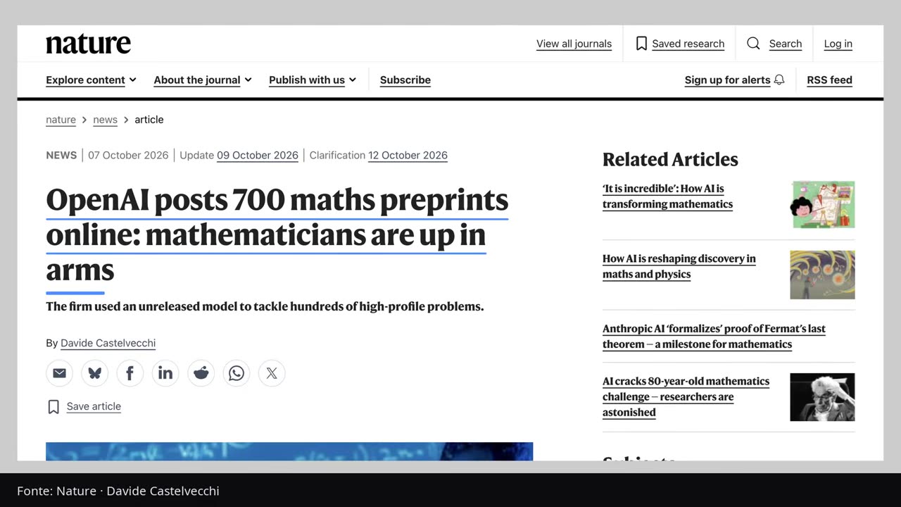 Reportagem da Nature sobre os 700 manuscritos de matemática da OpenAI