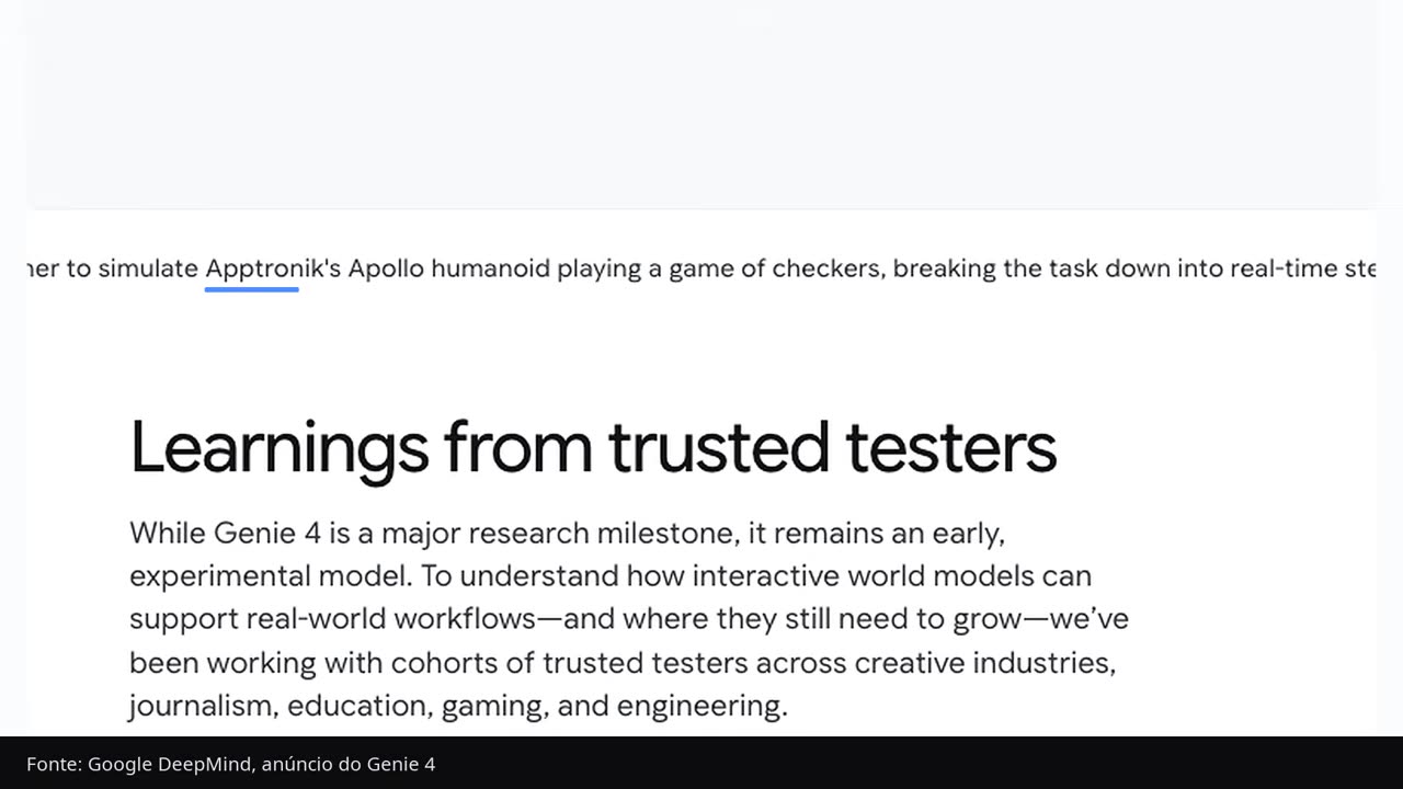 Blog da Google descreve simulação do robô Apollo, da Apptronik, jogando damas