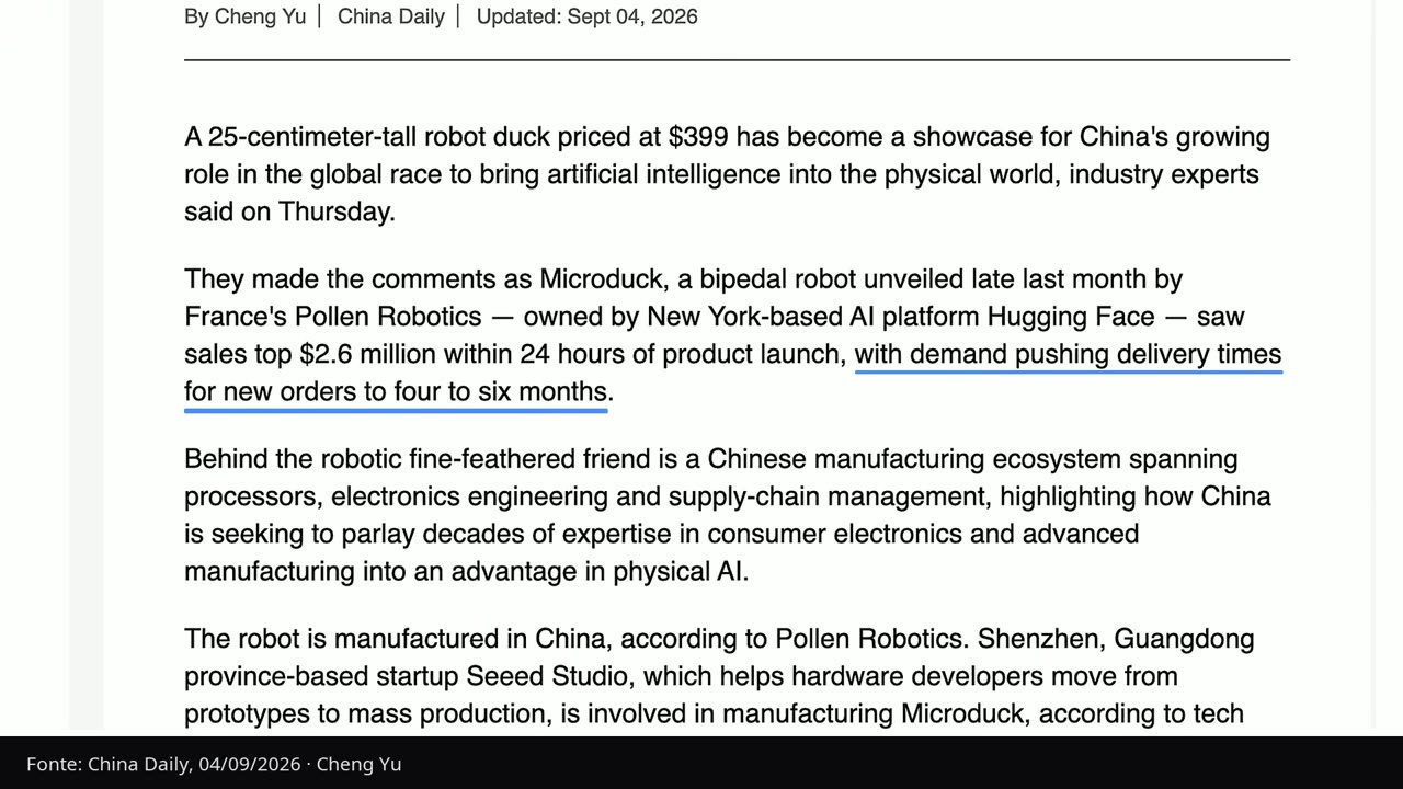 Reportagem do China Daily sobre a demanda pelo Microduck.